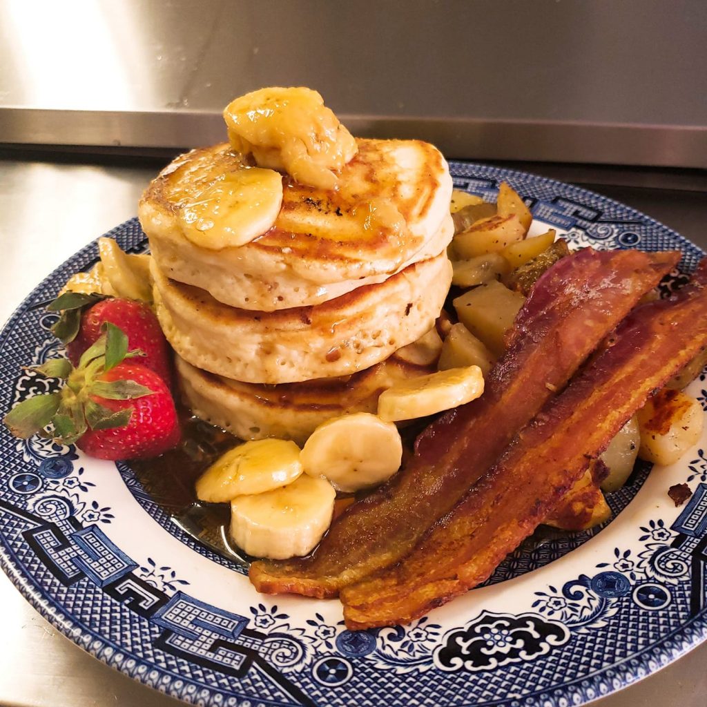 Banana pancakes with bacon