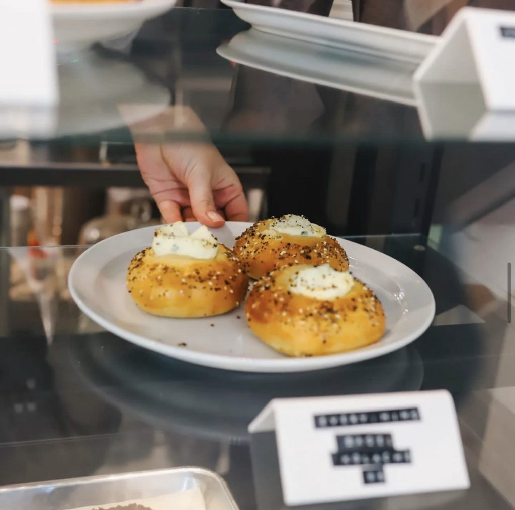 pastries with everything bagel topping and a cream or cheese filling at To Pieces Bake Shop inside Mescalito Coffee